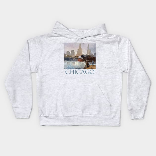 Chicago Skyline by George Ames Aldrich Kids Hoodie by Naves